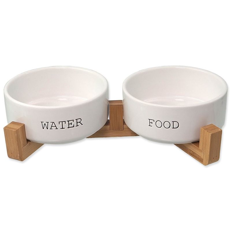 Dog Fantasy Set boluri ceramice cu suport alb 2 x 850 ml