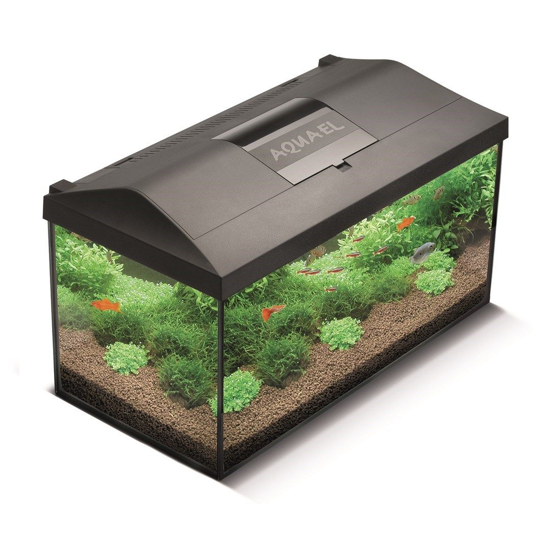 Acvariu 54l+echipament – Aquael Leddy PLU 60 D&N negru - capac, iluminare, filtru, încălzitor