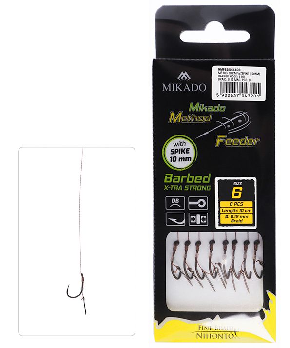 Mikado MF RIG / with spike / barbed hook 6 BU / braid 0.12mm/10cm - 8x