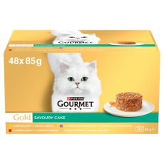 Gourmet GOLD Multipack Savoury Cake vită, pui, curcan, miel 48 x 85 g