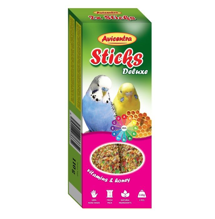 Avicentra Deluxe bețe pentru peruşi - vitamine și miere, 2 buc