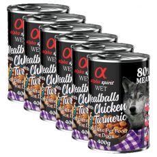 Alpha Spirit Meatballs - Kuracie s kurkumou 6 x 400 g