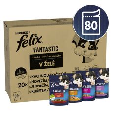 Kapsule FELIX Fantastic Multipack - cu vită, pui, rață și miel în jeleu 80 x 85 g