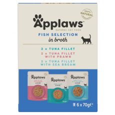 Applaws Fish Selection pentru pisici, selecție de pește în bulion 6 x 70 g
