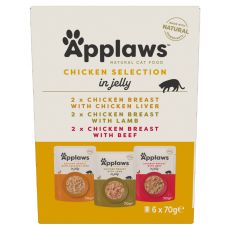 Applaws Chicken Selection Pliculețe pentru pisici, selecție de pui în jeleu 6 x 70 g