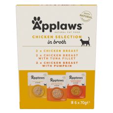 Applaws Chicken Selection Pliculețe pentru pisici, selecție de pui în zeamă 6 x 70 g