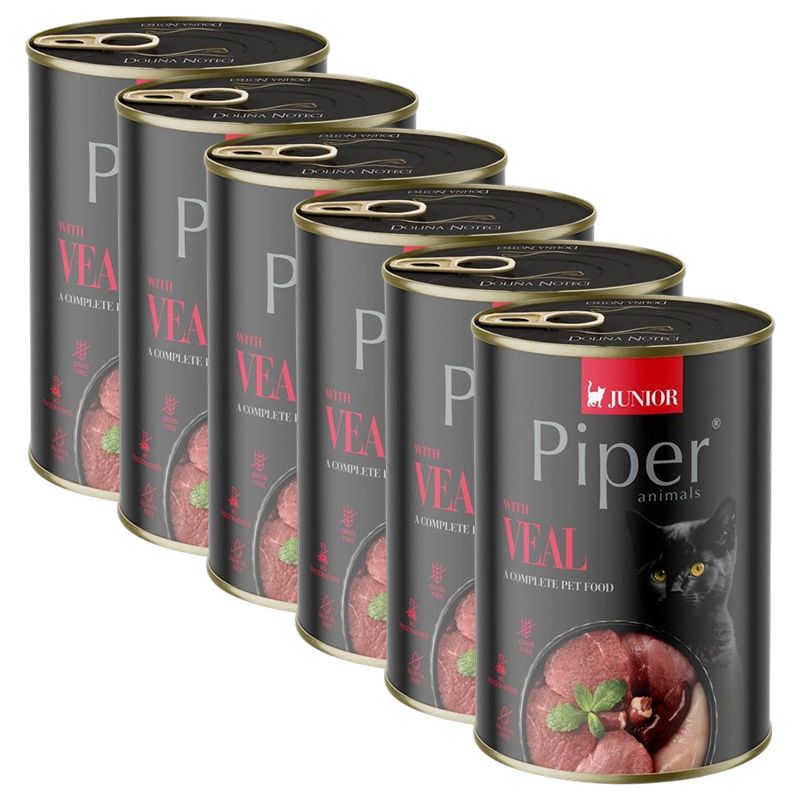 Piper Cat Junior cu carne de vițel 6 x 400 g