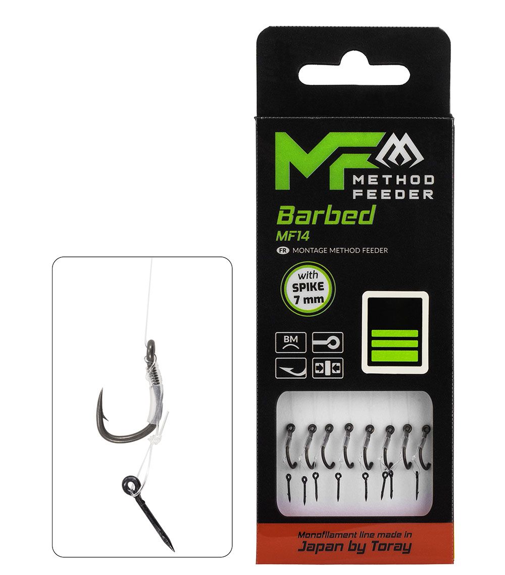 Mikado MF RIG / MF14 cu vârf / cârlig cu spini 10 DB / mono 0.20mm/10cm - 8x
