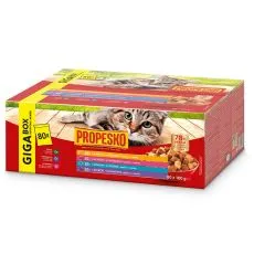 Propesko Cat Adult GIGA BOX  carne de vită/pui/pește/oaie &icirc;n sos 80 x 100 g