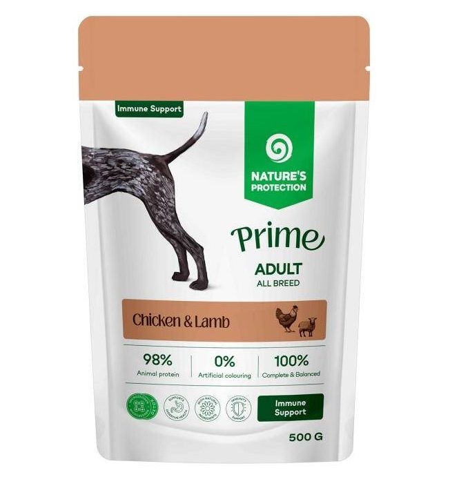 Nature's Protection Prime câine adult suport imunitate pui și miel 500 g