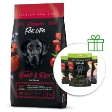 Fitmin dog For Life Beef & Rice 12 kg + 3x Fitmin For Life Rings GRATUIT