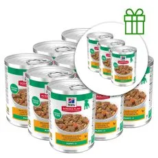 Conservă Hill's Science Plan pentru pui de c&acirc;ine cu pui fraged și legume 363 g, 9+3 GRATUIT