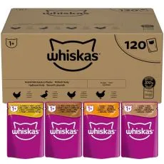 Pliculeț Whiskas Festin de pasăre &icirc;n jeleu 120 x 85 g
