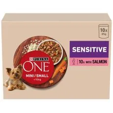 PURINA ONE MINI MINI Dog Sensitive Somon &icirc;n suc 10 x 85 g