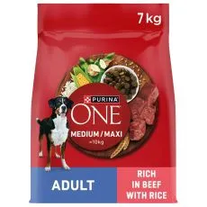 Purina ONE Medium/Maxi Adult hrană uscată pentru c&acirc;ini cu vită 7 kg
