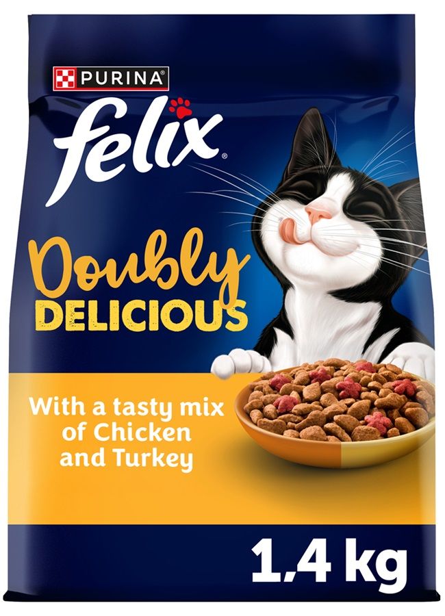 Felix Doubly Delicious hrană uscată pentru pisici cu pui și curcan 1,4 kg