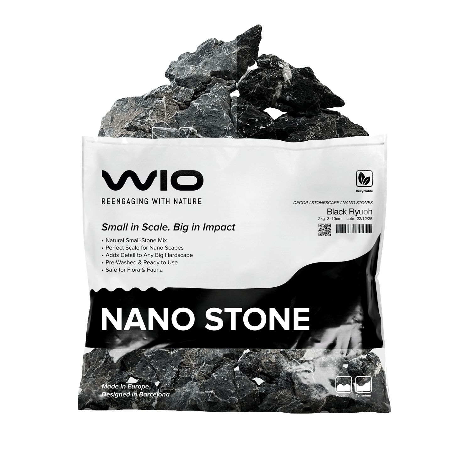 WIO Dark Ryuoh Nano Stone - set de pietre pentru acvariu 2 kg