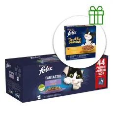 Fantastic pliculețe, selecție delicioasă &icirc;n gelatină 44x85g + hrană GRATUIT