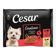 Cesar Creations pliculețe cu vită și pui &icirc;n jeleu 4 x 100 g