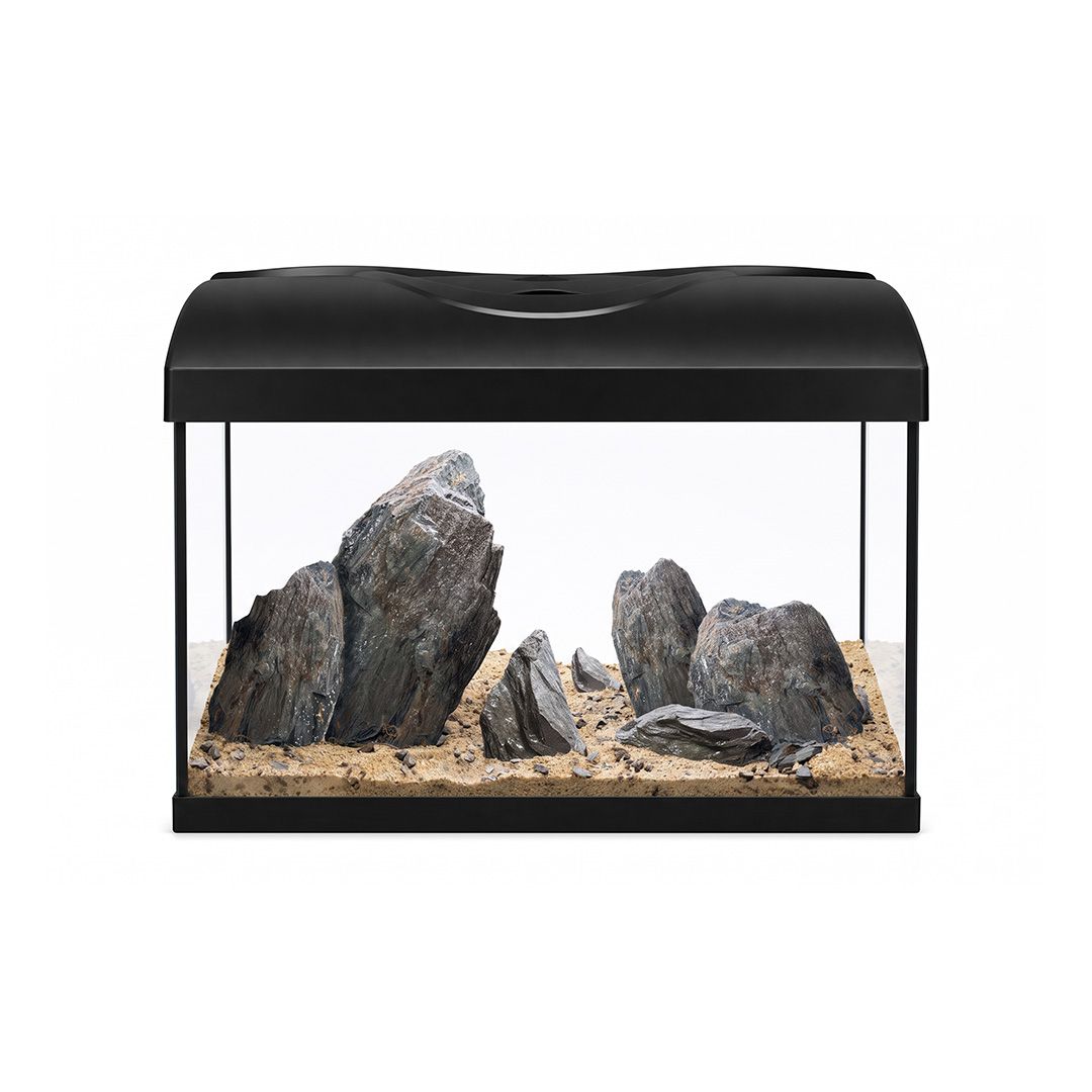 Acvariu 25l+pietre+echipament+substrat – Diversa STARTUP 40 LED Expert, cu geam frontal drept, negru + WIO Storm Hour River Kit