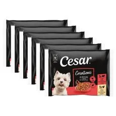Cesar Creations pliculețe cu vită și pui &icirc;n jeleu 6 x (4x100 g)