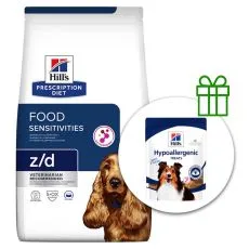 Hill's Prescription Diet z/d Alergii și granule de &icirc;ngrijire a pielii pentru c&acirc;ini 3 kg + recompense GRATUIT