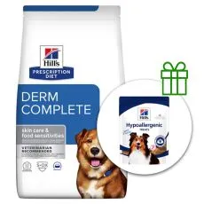 Hill's Prescription Diet Derm Complete Alergie și &icirc;ngrijire a pielii pentru c&acirc;ini 4 kg + recompense GRATUIT