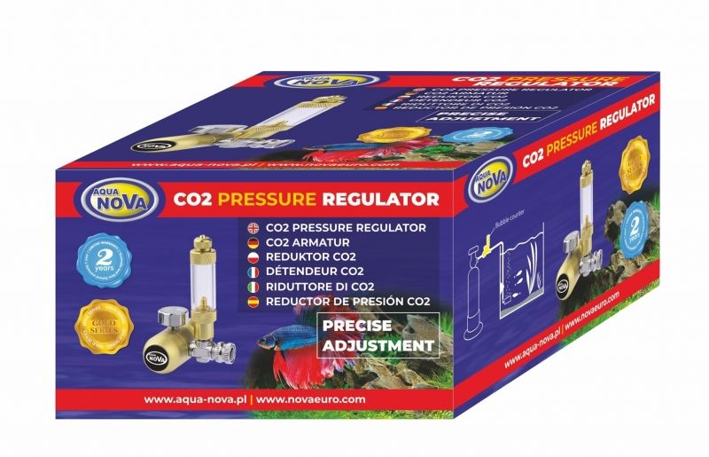 Regulator CO₂ Aqua Nova Gold Series cu numărător de bule