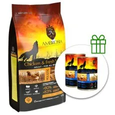 Ambrosia Adult All Breeds Chicken & Fresh Salmon 12 kg + 2 conserve GRATUIT