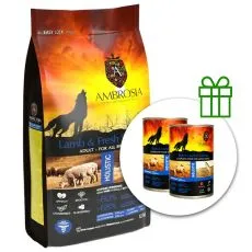 Ambrosia Adult All Breeds Lamb & Fresh Salmon 12 kg + 2 conserve GRATUIT