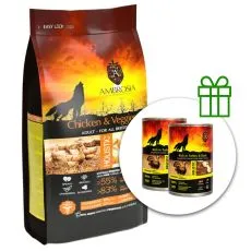 Ambrosia Adult All Breeds Chicken & Veggies 12 kg + 2 conserve GRATUIT