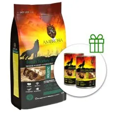 Ambrosia Senior & Sterilized All Breeds Fresh Turkey & Salmon 12 kg + 2 conserve GRATUIT
