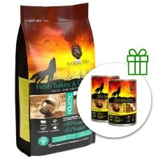 Ambrosia Adult Large Breeds Fresh Turkey & Chicken 12 kg + 2 conserve GRATUIT