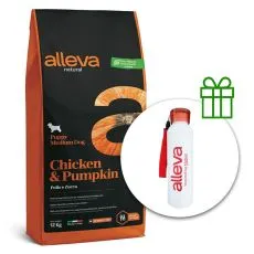 Alleva NATURAL dog chicken & pumpkin puppy medium 12 kg + sticlă termos GRATUIT