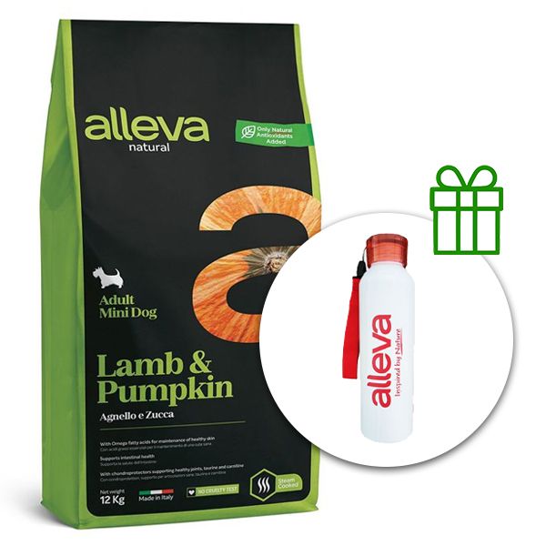 Alleva NATURAL dog lamb & pumpkin adult mini 12 kg + sticlă termos GRATUIT