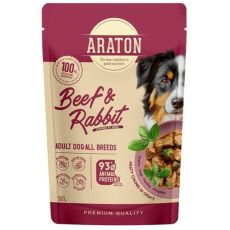 ARATON Dog Adult All Breeds plic cu vită și iepure 500 g