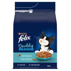 Felix Doubly Delicious hrană uscată pentru pisici cu somon, pește marin 3 kg