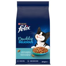 Felix Doubly Delicious hrană uscată pentru pisici cu somon, pește marin 10 kg