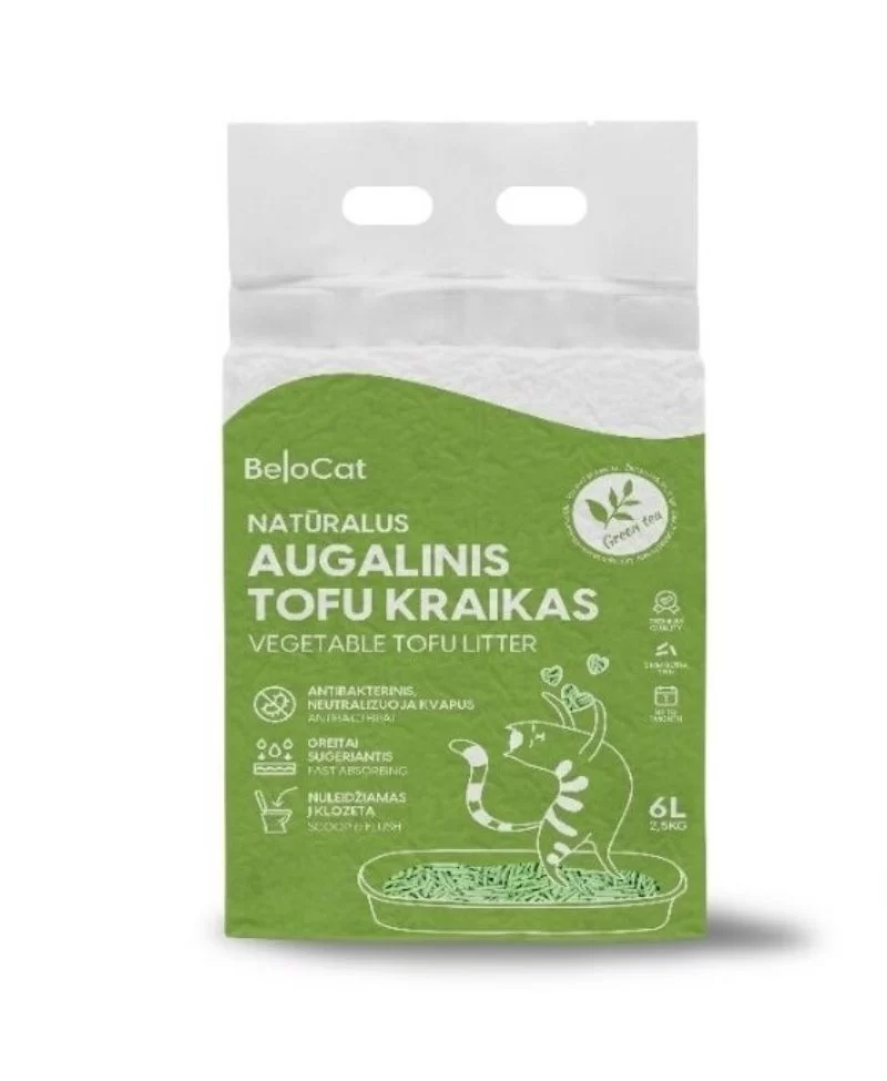 BeloCat TOFU Așternut pentru pisici cu aromă de ceai verde 6 l