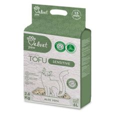 Așternut pentru pisici sensibile Velvet Paw Tofu cu aloe vera 6 l