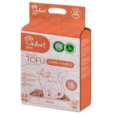 Așternut pentru pisici cu păr lung Velvet Paw Tofu cu esență de piersică 6 l