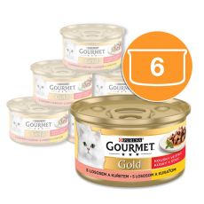 Conservă Gourmet GOLD - bucăți de somon și pui în sos, 6 x 85g