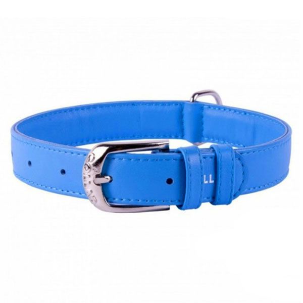 Zgardă din piele netedă albastră 46 - 60cm, 35mm