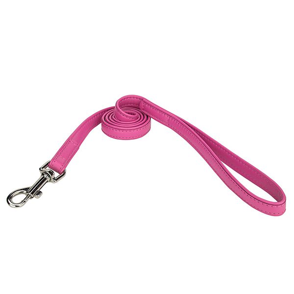 Lesă din piele netedă 122cm, 25mm - roz