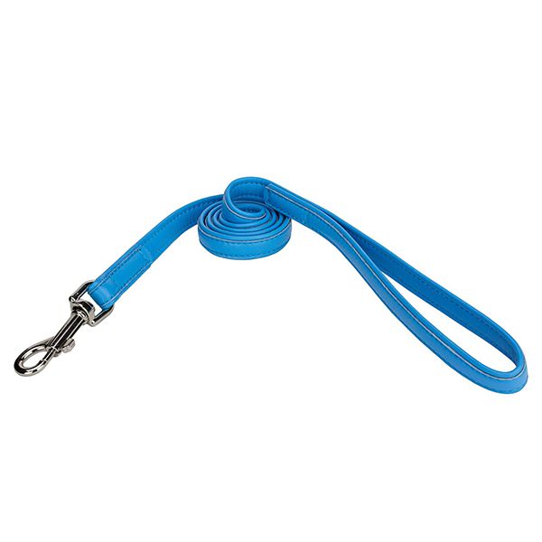 Lesă din piele netedă 122cm, 25mm - albastru