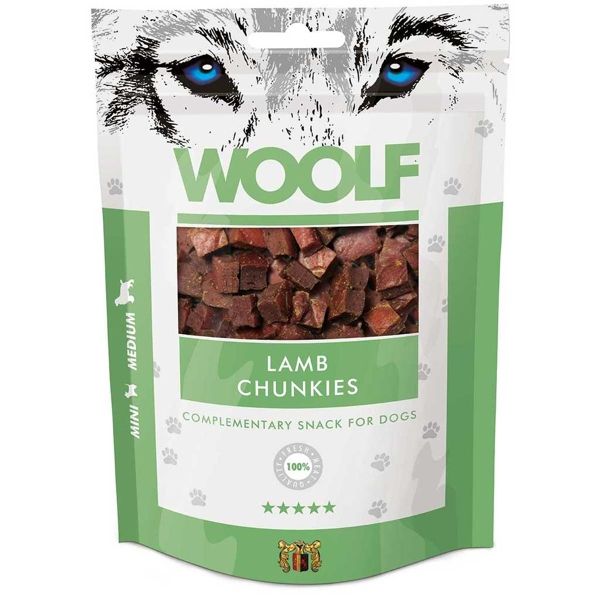 WOOLF cu Bucăți de Miel 100g