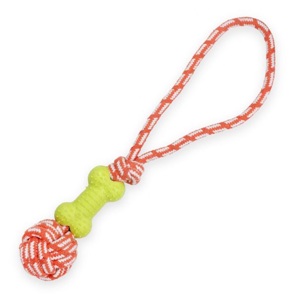 TPR os pe frânghie pentru căței - galben, 40cm