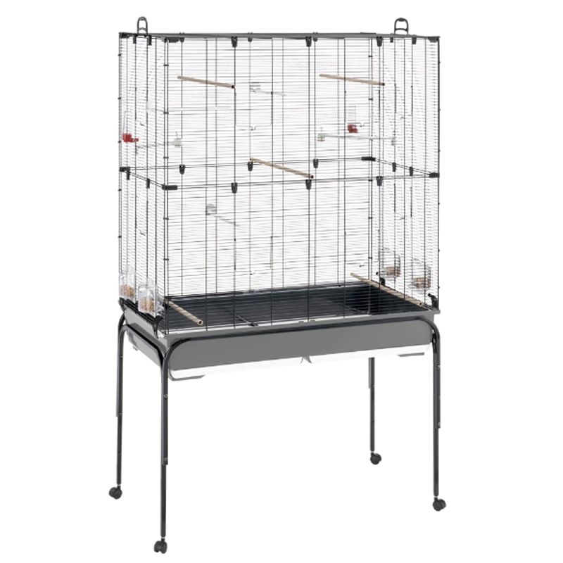 Colivie mare pentru păsări Ferplast PLANETA, neagră - 99,5 x 53 x 170 cm