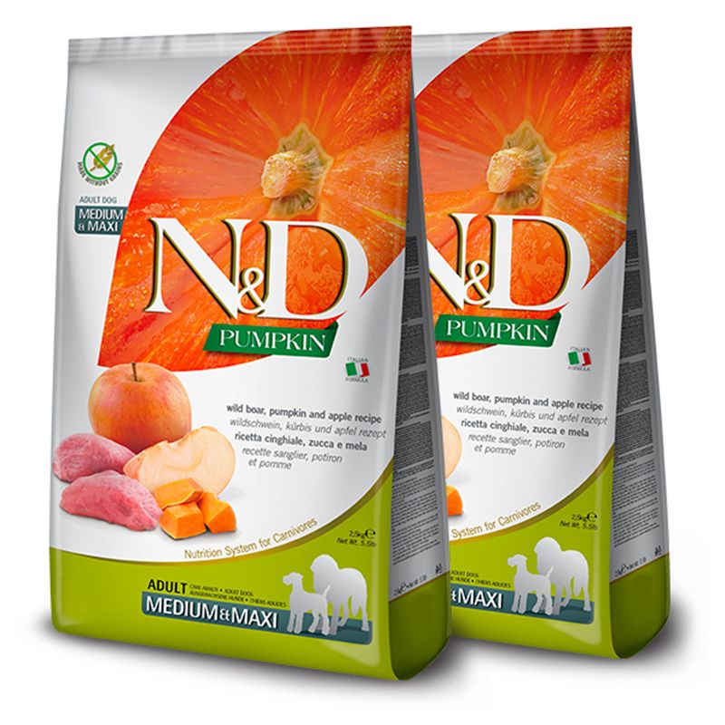 Farmina N&D GF PUMPKIN adult dog medium/maxi,wild boar & apple- 2 x 12kg