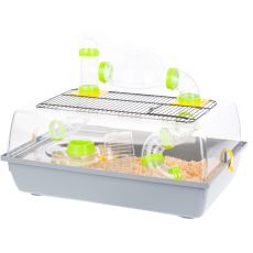 Cușcă pentru rozătoare ALEX cu tunel GRI DESCHIS